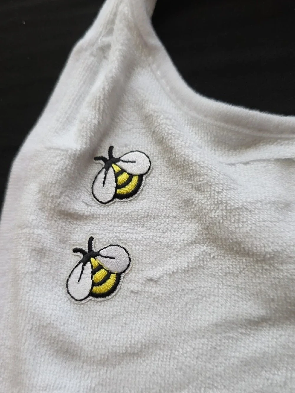 White Baby Bib with Red Cherry Patch 2 Pk